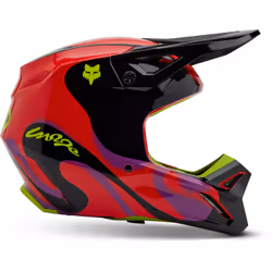 FOX V1 Emotion Casco da motocross, nero-rosso-giallo, dimensione M per uomo