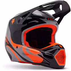 FOX V1 Emotion Casco da motocross, nero-grigio-arancione, dimensione L per uomo