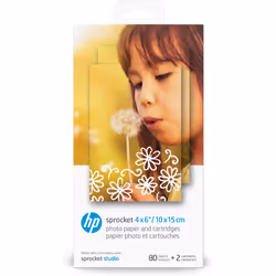 HP Cartucce e carta fotografica originali Sprocket 10 x 15 cm, 80 fogli, Lucida, Ad inchiostro, 10x15 cm, 4x6", Bianco, 80 fo ...