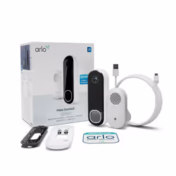 Arlo Essential Videocitofono 2K & Chime, Nero, Bianco, 180°, Con cavo e senza cavo, Batteria, 48,5 mm, 33,3 mm