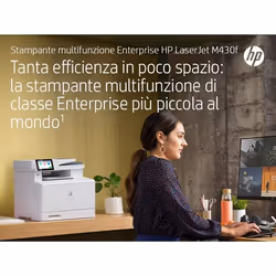 HP LaserJet Enterprise Stampante multifunzione Enterprise LaserJet M430f, Bianco e nero, Stampante per Aziendale, Stampa, copia, scansione, fax, ADF da 50 fogli; Stampa fronte/retro; Scansione fronte/retro; Stampa da porta USB frontale; Compatta; Efficienza energetica; Avanzate funzionalità di sicurezza; - Vista aggiuntiva 8