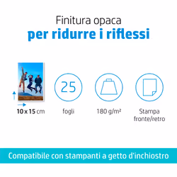 HP Carta fotografica opaca, 180 g/m2, 10 x 15 cm (101 x 152 mm), 25 fogli - Vista aggiuntiva 5