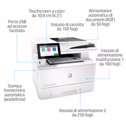 HP LaserJet Enterprise M430f Multifunction Bianco e nero Stampante, Solo Ethernet; Fotocopiatrice, scanner - Vista aggiuntiva 6