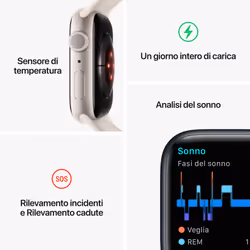 Apple Watch Series 8 GPS 45mm Cassa in Alluminio color Galassia con Cinturino Sport Band Galassia - Regular - Vista aggiuntiva 8