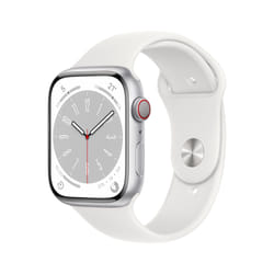 Apple Watch Series 8 GPS + Cellular 45mm Cassa in Alluminio color Argento con Cinturino Sport Band Bianco - Regular