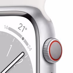 Apple Watch Series 8 GPS + Cellular 45mm Cassa in Alluminio color Argento con Cinturino Sport Band Bianco - Regular