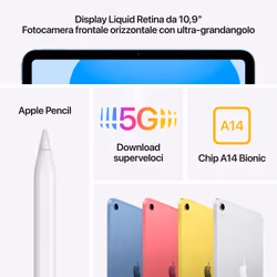 Apple iPad (10^gen.) 10.9 Wi-Fi + Cellular 64 GB - Argento - Vista aggiuntiva 5