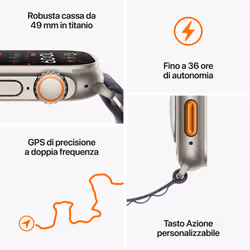 Apple Watch Ultra 2 GPS + Cellular, Cassa 49m in Titanio con Blu/Nero Trail Loop - M/L - Vista aggiuntiva 8