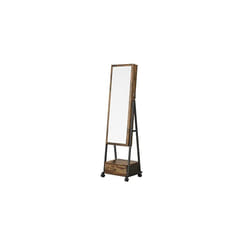 Songmics - Armadietto Portagioie, Specchio a Figura Intera, Specchiera Portagioielli con Serratura, Cassetto Inferiore, Ripiano e Ruote, Idea Regalo,