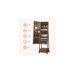 Songmics - Armadietto Portagioie, Specchio a Figura Intera, Specchiera Portagioielli con Serratura, Cassetto Inferiore, Ripiano e Ruote, Idea Regalo,