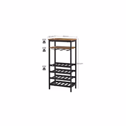 Songmics - vasagle Portabottiglie, per 20 Bottiglie, Bottiglieria con Portabicchieri, Mobile per Vino, per Cantina, Cucina, Sala da Pranzo, Stile