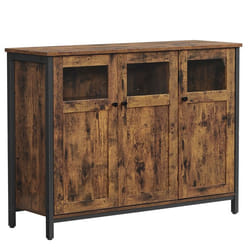 Songmics - vasagle Mobiletto Multiuso, Credenza, Armadietto con Ante in Vetro, per Sala da Pranzo Salotto Corridoio Cucina, Struttura in Acciaio,
