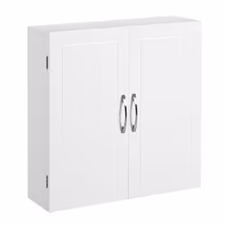 Vasagle BBC320W01, Bianco, Montabile a parete, 3 ripiani, 2 porta/porte, Pannello di fibra a media densità (MDF), Porta a bat ...