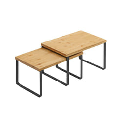 Songmics KCS02NB scaffale Mensola per scaffale Libera installazione Bamboo, Metallo Nero, Naturale