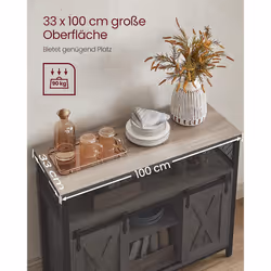 Credenza, Mobile da Cucina, Armadietto Organizzatore, con 2 Ante Scorrevoli, 33 x 100 x 80 cm, Ripiani Regolabili, Stile Country, per Soggiorno,