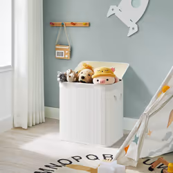 Songmics LCB091W01 porta biancheria ABS sintetico, Bamboo, Cotone, Metallo, Legno compensato Bianco