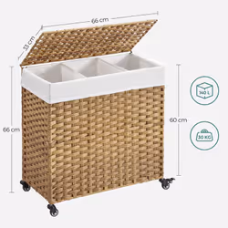 Songmics UKLCB363N01 porta biancheria 140 L Rettangolare Cotone, Metallo, Plastica Legno - Vista aggiuntiva 4