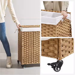 Songmics UKLCB363N01 porta biancheria 140 L Rettangolare Cotone, Metallo, Plastica Legno - Vista aggiuntiva 7