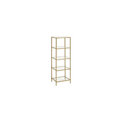Vasagle - Scaffale Portaoggetti a 5 Ripiani, Libreria, Organizzatore Stretto in Vetro per Camera da Letto, Bagno, Studio, Vetro Temperato, Struttura