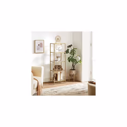 Vasagle - Scaffale Portaoggetti a 5 Ripiani, Libreria, Organizzatore Stretto in Vetro per Camera da Letto, Bagno, Studio, Vetro Temperato, Struttura
