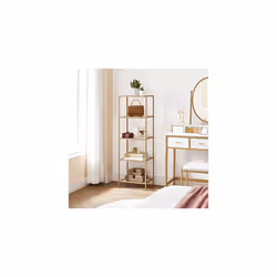 Vasagle - Scaffale Portaoggetti a 5 Ripiani, Libreria, Organizzatore Stretto in Vetro per Camera da Letto, Bagno, Studio, Vetro Temperato, Struttura - Vista aggiuntiva 4