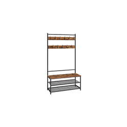 Vasagle - Appendiabiti grande con 12 ganci e panchina per scarpe, stile industriale, guardaroba, scaffale, per ufficio, camera da letto, telaio in