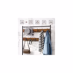 Vasagle - Appendiabiti grande con 12 ganci e panchina per scarpe, stile industriale, guardaroba, scaffale, per ufficio, camera da letto, telaio in