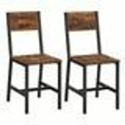 VASAGLE Sedie da Pranzo, Set di 2 Sedie da Cucina, Struttura in Acciaio, Stile Industriale, per Sala da Pranzo, Soggiorno, Cucina, Marrone Vintage e