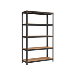 Songmics GLR060B01 scaffale Mensola per scaffale Libera installazione MDF, Acciaio Nero, Marrone