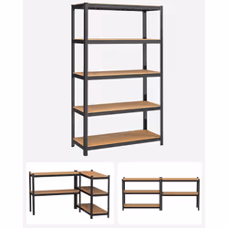 Songmics GLR060B01 scaffale Mensola per scaffale Libera installazione MDF, Acciaio Nero, Marrone - Vista aggiuntiva 4