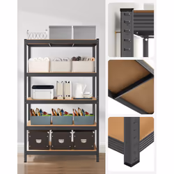 Songmics GLR060B01 scaffale Mensola per scaffale Libera installazione MDF, Acciaio Nero, Marrone - Vista aggiuntiva 5