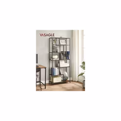 Vasagle - libreria, libreria a 6 piani, mensola con display geometrico, ripiano portaoggetti, 30 x 80 x 180 cm, per studio, ufficio, soggiorno,