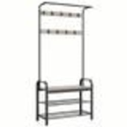 Songmics - vasagle Appendiabiti con Scarpiera, Mobile da Ingresso con Panca, 4 in 1, 9 Ganci Rimovibili, Barra Attaccapanni, Entrata Corridoio, 33,7