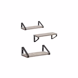 [Semplice ma stiloso] Dal design semplice e dal mix tra pannello greige e acciaio nero, questo set da 3 mensole da muro aggiu ...