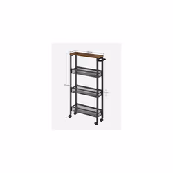 Songmics - vasagle Carrello a 4 Ripiani, Carrello Cucina Salvaspazio con Ruote, Struttura in Acciaio, Maniglia, Carrellino per Piccoli Spazi, Cucina