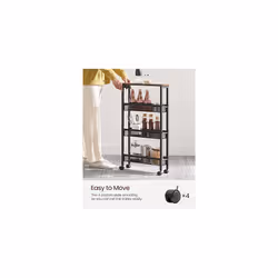 Songmics - vasagle Carrello a 4 Ripiani, Carrello Cucina Salvaspazio con Ruote, Struttura in Acciaio, Maniglia, Carrellino per Piccoli Spazi, Cucina - Vista aggiuntiva 4