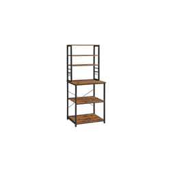 Songmics - vasagle Scaffale da Cucina, Bar, Scaffale da Panetteria, Portaoggetti a 6 Ripiani con 6 Ganci, per Microonde, Struttura in Acciaio,