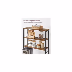 Songmics - vasagle Scaffale da Cucina, Bar, Scaffale da Panetteria, Portaoggetti a 6 Ripiani con 6 Ganci, per Microonde, Struttura in Acciaio,
