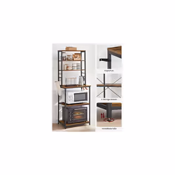 Songmics - vasagle Scaffale da Cucina, Bar, Scaffale da Panetteria, Portaoggetti a 6 Ripiani con 6 Ganci, per Microonde, Struttura in Acciaio, - Vista aggiuntiva 6