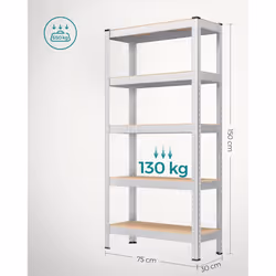 Songmics - Set di 2 Scaffalature a 5 Ripiani, Scaffale in Acciaio, Montaggio Rapido, Utensili, Strumenti in Garage, Magazzino, Ripostiglio, Portante - Vista aggiuntiva 2
