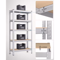 Songmics - Set di 2 Scaffalature a 5 Ripiani, Scaffale in Acciaio, Montaggio Rapido, Utensili, Strumenti in Garage, Magazzino, Ripostiglio, Portante - Vista aggiuntiva 3