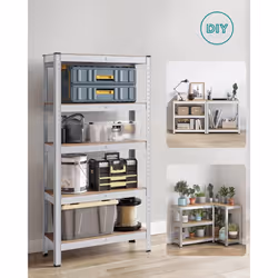 Songmics - Set di 2 Scaffalature a 5 Ripiani, Scaffale in Acciaio, Montaggio Rapido, Utensili, Strumenti in Garage, Magazzino, Ripostiglio, Portante - Vista aggiuntiva 5