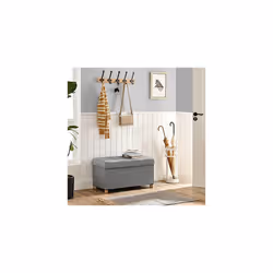 Cassapanca Pieghevole, Poggiapiedi Panca Contenitore con Coperchio, Piedi in Legno, capacità di 65 Litri, Regge Fino a 300 kg, per Camera da Letto, - Vista aggiuntiva 6