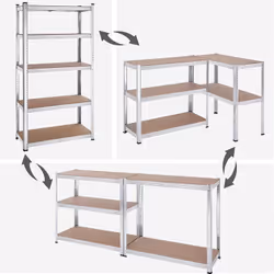 Songmics GLR040E02 scaffale Mensola per scaffale Libera installazione MDF, Acciaio Argento - Vista aggiuntiva 5