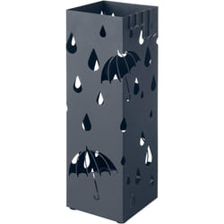 Songmics - Porta Ombrelli in Metallo, Contenitore per Ombrelli con Vaschetta Scolapioggia e 4 Gancetti, 15,5 x 15,5 x 49 cm, Grigio Antracite