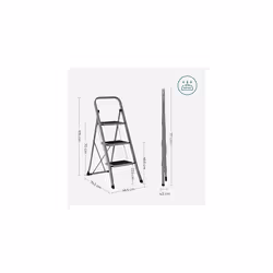 SONGMICS Scaletta, Scala a 3 Gradini, Scaletta Pieghevole, Chiusura di Sicurezza per Piegamento, Facile da Riporre, Portante 150 kg, Grigio Tortora - Vista aggiuntiva 6