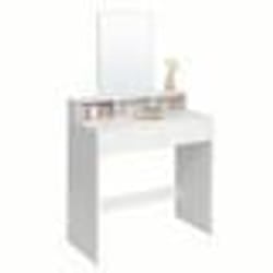 Songmics - Toeletta con Specchio Rettangolare vasagle con 2 Cassetti e 3 Scomparti Portaoggetti, Stile Moderno, Bianco da