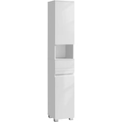 Songmics - vasagle Mobile da Bagno, Mobiletto da Bagno Salvaspazio, Armadietto da Bagno a Colonna, con Cassetto, Ripiano, Scomparti con Anta, Ripiani