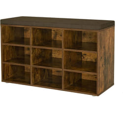 VASAGLE Panca Scarpiera, Scarpiera con Seduta, Scarpiera Ingresso con Cuscino e 9 Scomparti, Ripiani Regolabili, Corridoio Soggiorno, 30,3 x 78,5 x