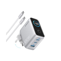Anker Nano Caricatore USB C 100W, GaN a 3 Porte e Ultra Compatto, Display Intelligente e Controllo Touch, per iPhone 17 Pro Max/16/15, Samsung S25 Ultra, MacBook Air/Pro, e Altri (USB C Cavo Iincluso)